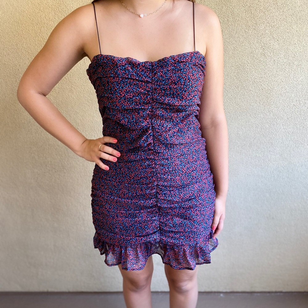 Ruffle Floral Chiffon Mini Dress